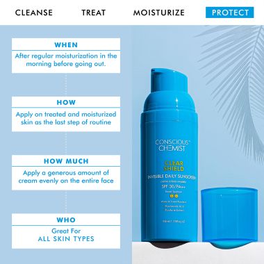 Conscious Chemist: Clear Shield Transparent Mattifying Sunscreen SPF30 PA++ UVA/UVB With Hyaluronic Acid (50g)