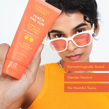 Conscious Chemist: Peach The Sun Sunscreen SPF 50 PA++++ With Vitamin C- Non-Greasy, No-White cast, UVA &UVB Protection (50g)