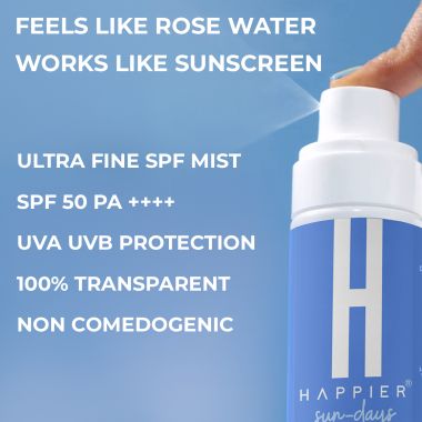 Happier: Sunscreen Spray SPF 50 PA+++ , UVA/UVB Protection, Broad Spectrum With Zinc Oxide