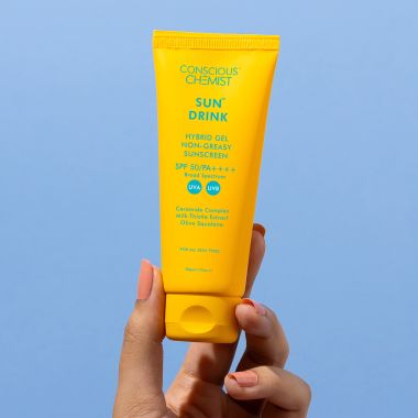 Conscious Chemist:   Sun Drink Hybrid Gel Sunscreen with High UVA & UVB Protection, For Lightweight Dewy Finish, Ceramide & Antioxidant Blend With Spf50 Pa++++ (50g)