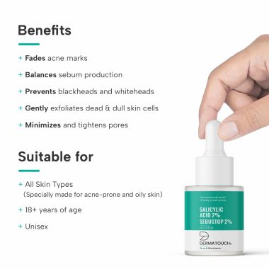 Dermatouch: Salicylic Acid 2% Sebustop 2% Face Serum | For Acne & Blackheads | 18ml