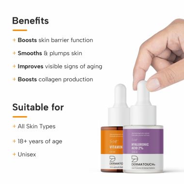 Dermatouch: Anti Aging Serum Set - 10% Vitamin C Serum & 2% Hyaluronic Acid Serum | 30ml + 30ml