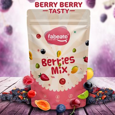 Fabeato: 9-In-1 Premium Berries Mix Dried Cranberries, Blackcurrants, Strawberry, Gojiberries and More - 200g