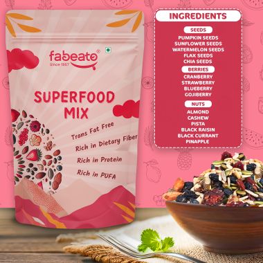 Fabeato: 15-In-1 Premium Super Food Mix, Nuts, Dry Fruits, Seeds and Berries - 200g
