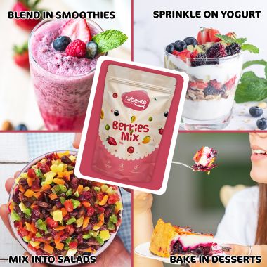 Fabeato: 9-In-1 Premium Berries Mix Dried Cranberries, Blackcurrants, Strawberry, Gojiberries and More - 200g