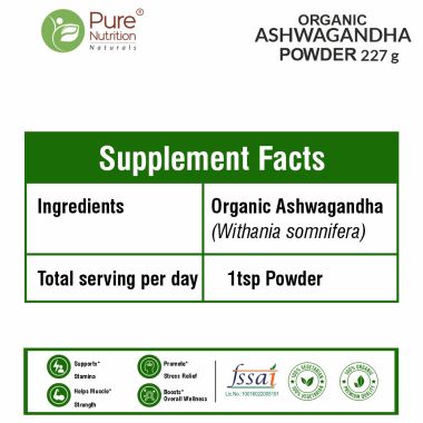 Pure Nutrition: Organic Ashwagandha Root Powder - 227g