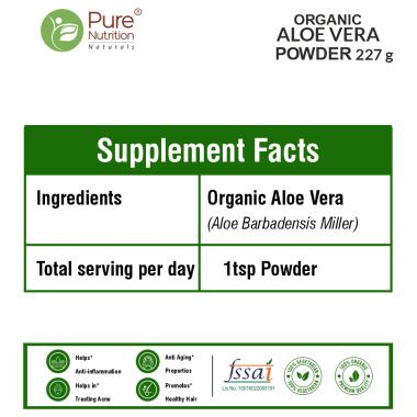 Pure Nutrition: Organic Aloe Vera Powder (100% Organic) - 227g