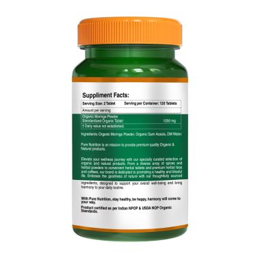 Pure Nutrition: 100% Natural Moringa (1200mg) | 120 Veg Tablets