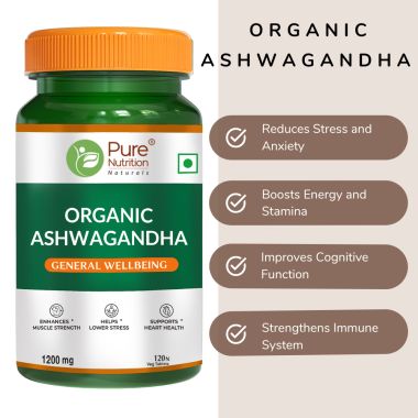 Pure Nutrition: Organic Ashwagandha supplement | 120 Tablets