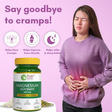 Pure Nutrition: Magnesium Glycinate Supplement with Zinc | 120 Veg Tablets