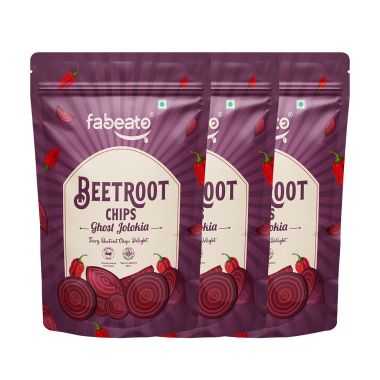 Fabeato: Ghost Jolokia Beetroot Chips,Vacuum Fried, Vegetable Chips - (Pack of 3 X 35g)