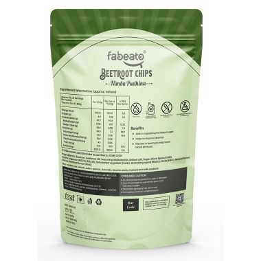 Fabeato: Nimbu Pudhina Beetroot Chips, Vacuum Fried, Vegetable Chips - (Pack of 3 X 35g)