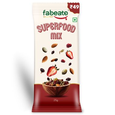 Fabeato: Munch on the Go Snack Premium Superfood Mix,Nuts, Dry Fruits, Seeds and Berries, Rich in Dietary Fiber, Rich in Protein - (25g x 10)