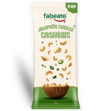 Fabeato: Munch on the Go Snack Premium Jalapeno Cheese Cashews, Crunchy - (25g x 10)