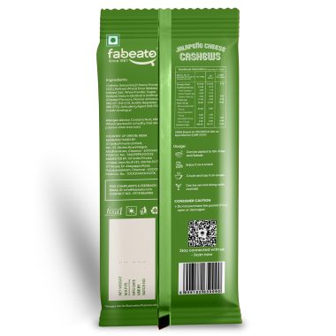 Fabeato: Munch on the Go Snack Premium Jalapeno Cheese Cashews, Crunchy - (25g x 10)