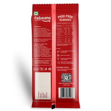 Fabeato: Munch on the Go Snack Premium Peri Peri Almonds, Spicy, Crunchy - (25g x 10)