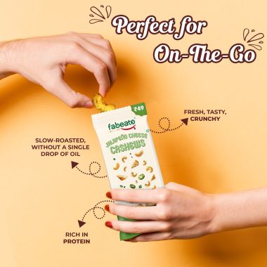 Fabeato: Munch on the Go Snack Premium Jalapeno Cheese Cashews, Crunchy - (25g x 10)