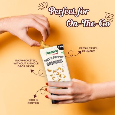 Fabeato: Munch on the Go Snack Premium Salt and Pepper Cashews, Crunchy - (25g x 10)