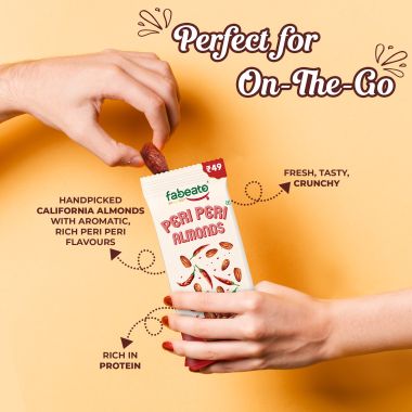 Fabeato: Munch on the Go Snack Premium Peri Peri Almonds, Spicy, Crunchy - (25g x 10)
