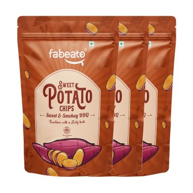 Fabeato: Smokey BBQ Sweet Potato Chips, Vacuum Fried, Vegetable Chips - (Pack of 3 X 40g)