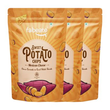 Fabeato: Mexican Cheese Sweet Potato Chips,Vacuum Fried, Vegetable Chips - (Pack of 3 X 40g)