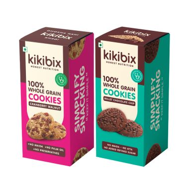 Kikibix: Combo of Millet Chocolate Chip and Cranberry Walnut Cookies | 130gm each