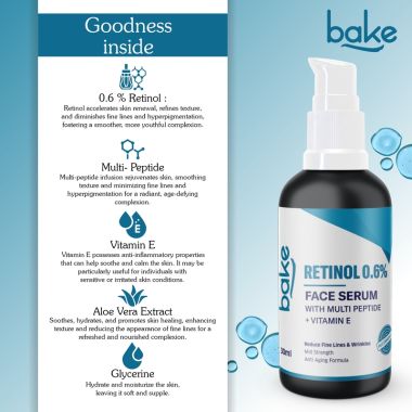 Bake Cosmetics:   0.6% Retinol Serum with 2% Multi Peptides