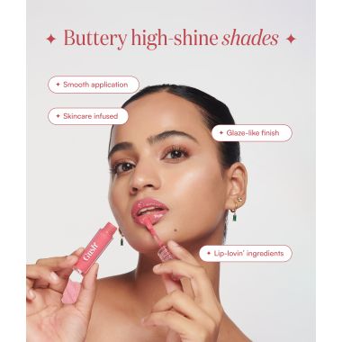 Gush: Glaze Lip Oil Gloss High Shine & Hydrating Nude Gloss - Sheer Sparkle