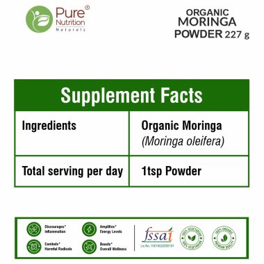 Pure Nutrition: Organic Moringa Powder (Moringa Oleifera) - 227g