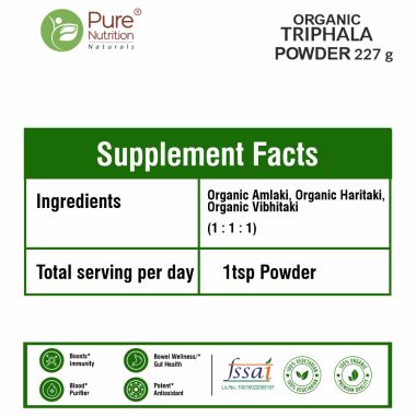 Pure Nutrition: Organic Triphala Fruits Powder - 227g