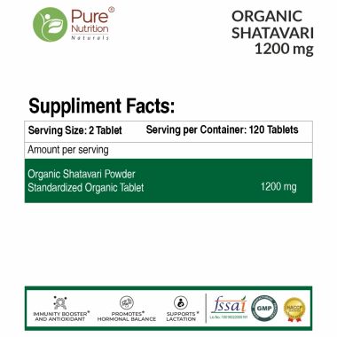 Pure Nutrition: Shatavari Tablets | 60 Veg Tablets