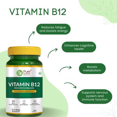 Pure Nutrition: Vitamin B12(Methylcobalamin)1500mcg |120 Tablets