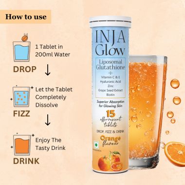INJA Wellness: Glow Liposomal Glutathione-4x Effective-Enhances Skin Glow,Reduces Dark Spots,Anti-Aging-Orange