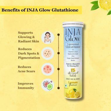 INJA Wellness: Glow Liposomal Glutathione-4x Effective-Enhances Skin Glow, Reduces Dark Spots,Anti-Aging-Lemon