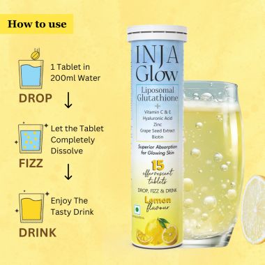 INJA Wellness: Glow Liposomal Glutathione-4x Effective-Enhances Skin Glow, Reduces Dark Spots,Anti-Aging-Lemon