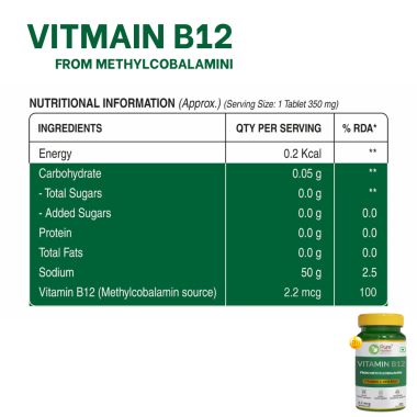 Pure Nutrition: Vitamin B12(Methylcobalamin)1500mcg | 60 Tablets