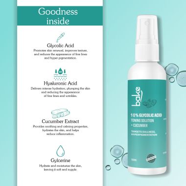 Bake Cosmetics:   10% Glycolic Acid Toner with Hyaluronic Acid