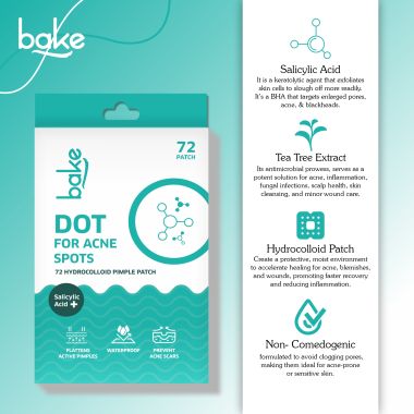 Bake Cosmetics:   2% Salicylic Acid Pimple Patches (72 Dots) & Acne Scars with Hydrocolloid Waterproof Patches