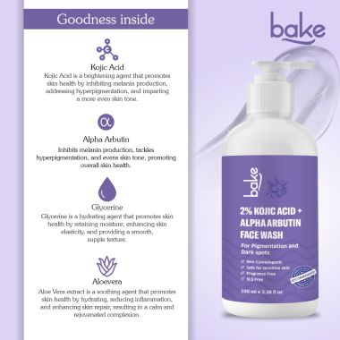Bake Cosmetics:   2% Kojic Acid Face Wash with Alpha Arbutin 