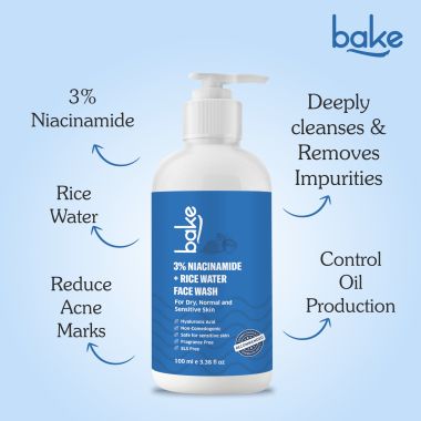 Bake Cosmetics:   3% Niacinamide Face Wash with Rice Water