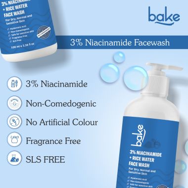 Bake Cosmetics:   3% Niacinamide Face Wash with Rice Water