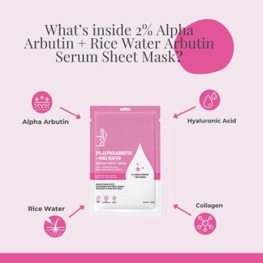 Bake Cosmetics:   Alpha Arbutin Sheet Mask with Rice Water 