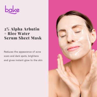 Bake Cosmetics:   Alpha Arbutin Sheet Mask with Rice Water 