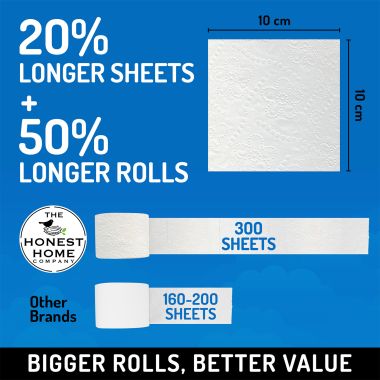 The Honest Home Company: Toilet Tissue Paper Rolls | Pack of 4 Rolls (3 PLY)