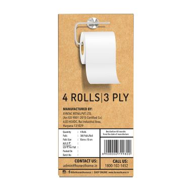 The Honest Home Company: Toilet Tissue Paper Rolls | Pack of 4 Rolls (3 PLY)