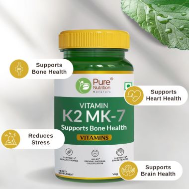 Pure Nutrition: Vitamin K2 MK-7 Supplement For Bone Health | 60 Veg Tablets