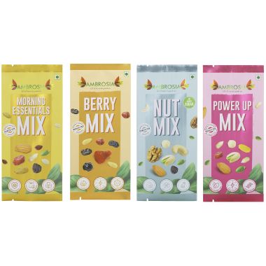 Ambrosia: Trail Mix Mini Packs 40g -Sampler Pack | Pack of 4 | each item 40g