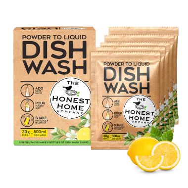 The Honest Home Company: Dish Washing Powder To Liquid Sachets - 2500 ml (5...
