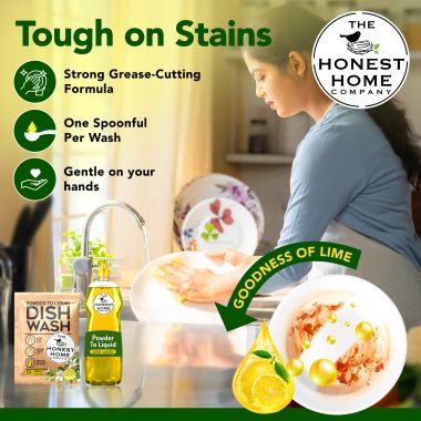 The Honest Home Company: Dish Washing Powder To Liquid Sachets - 2500 ml (5 Sachets)