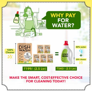 The Honest Home Company: Dish Washing Powder To Liquid Sachets - 2500 ml (5 Sachets)
